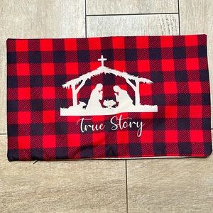 Christmas Nativity Pillow Cover Red & Black NWOT